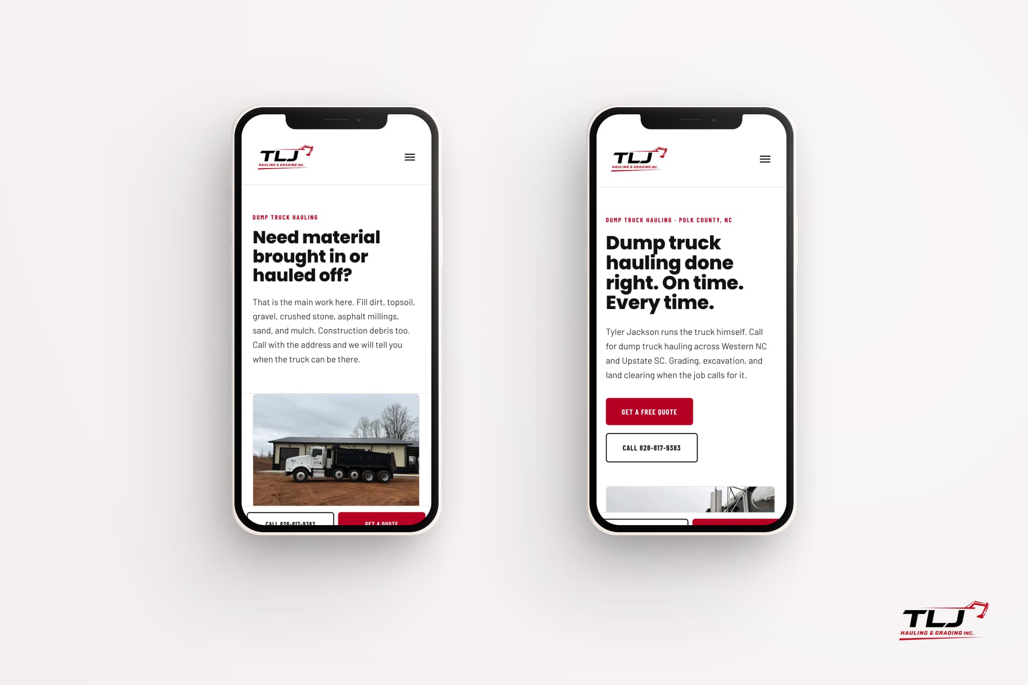 TLJ Hauling & Grading cover with a dump truck and Polk County job-site photography
